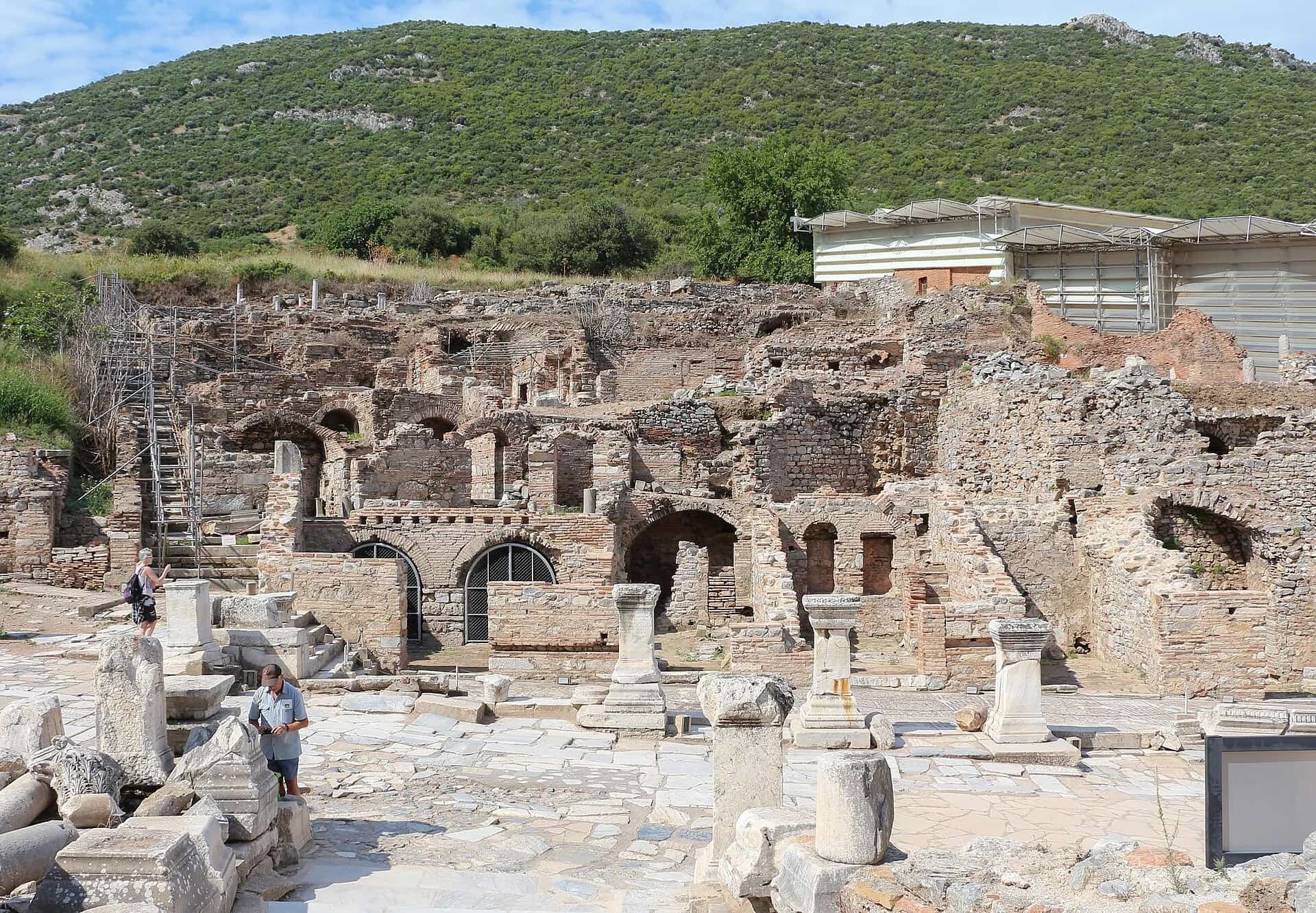 Protected interiors and mosaics inside the Terrace Houses at Ephesus