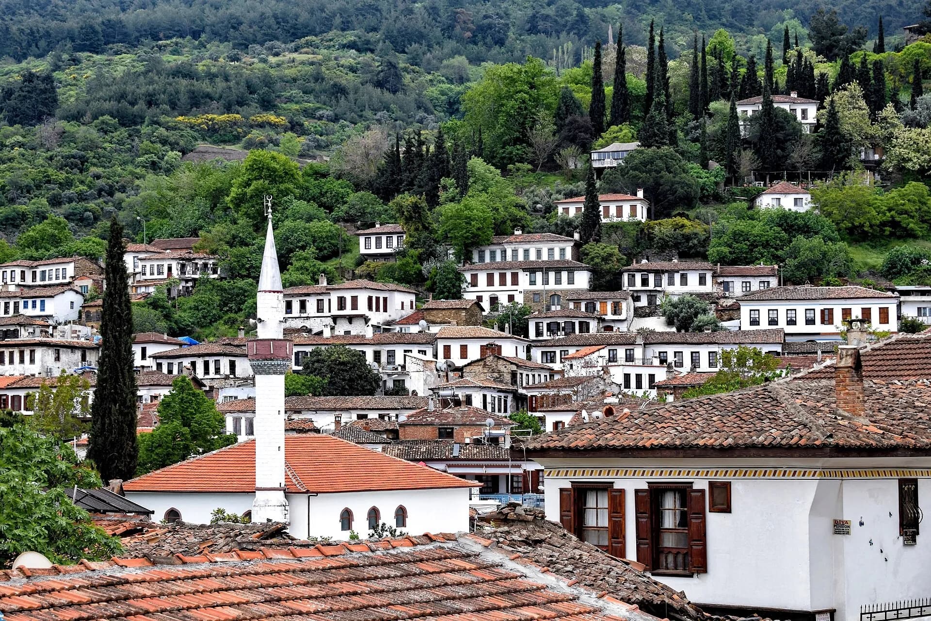 Hillside streets of Sirince village on a tour from Kusadasi